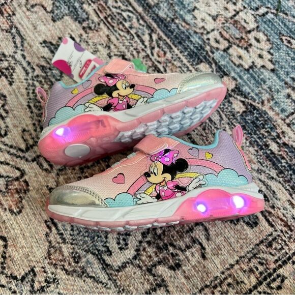 NEW Girls Disney Junior Pink Minnie Mouse Sparkle Light Up Sneakers Size 11 NWT - Picture 13 of 13